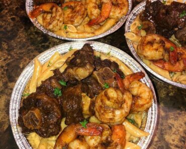 oxtail & jerk shrimp rasta pasta