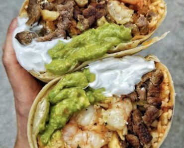 Monster steak and shrimp burritos