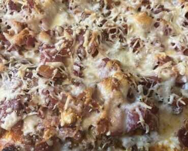 Homemade Bacon and Sausage Pizza