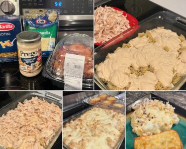 Creamy Chicken Alfredo Bake with Rotisserie Chicken and Mozzarella Cheese