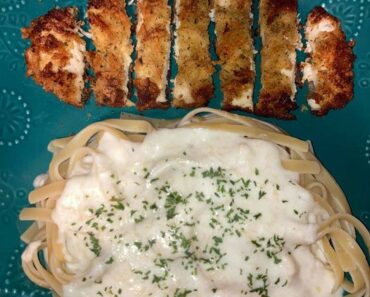 Parmesan Crusted Chicken and Fettuccine Alfredo