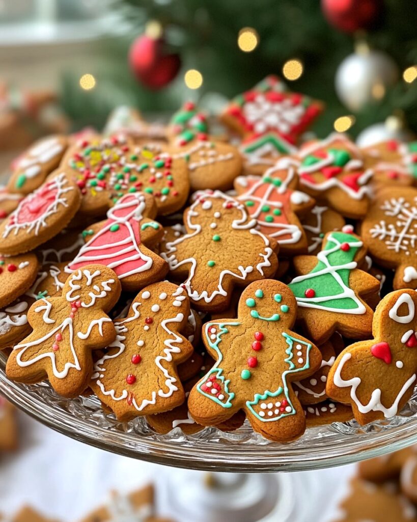 Classic Gingerbread Cookies decorated with icing