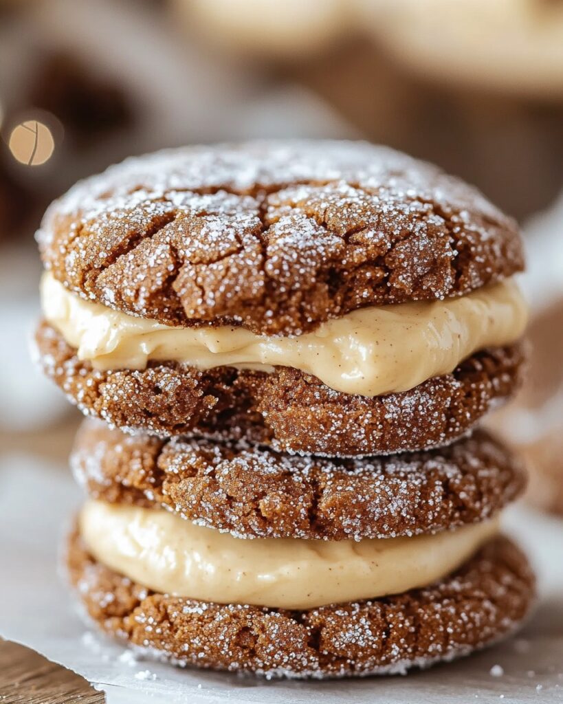 Reindeer Gingerbread Cookie Sandwiches with frosting