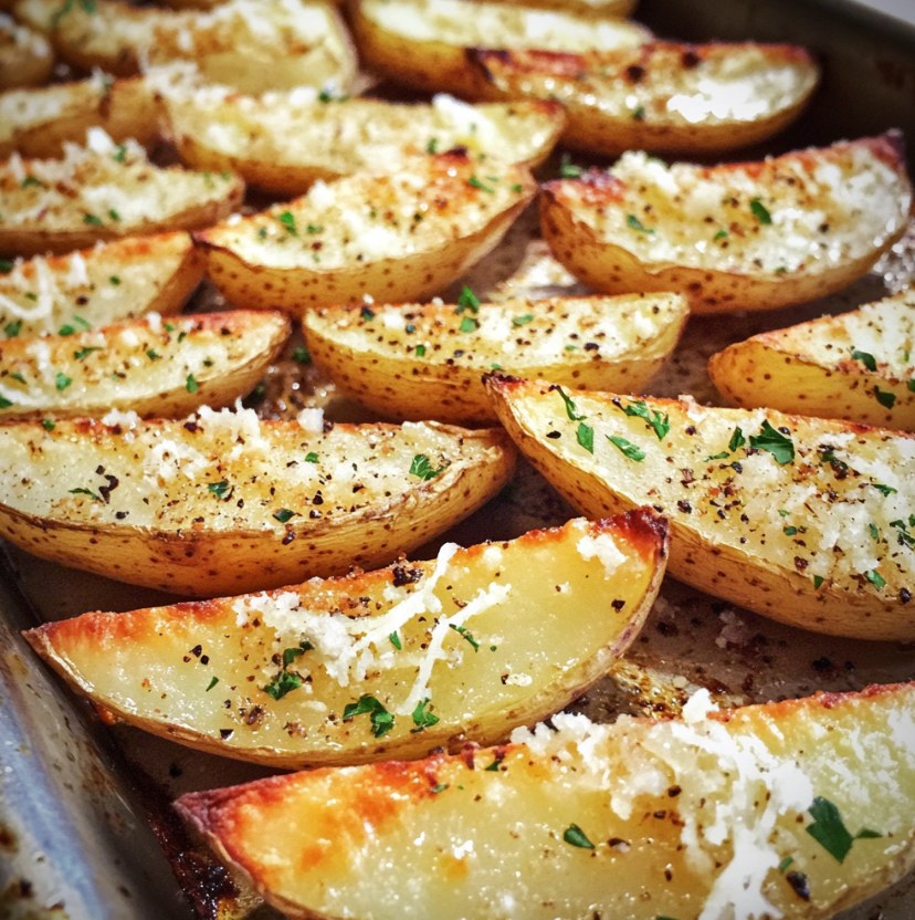 Oven-baked garlic parmesan potato wedges recipe
