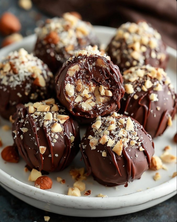 Nutella snowball truffles coated in powdered sugar