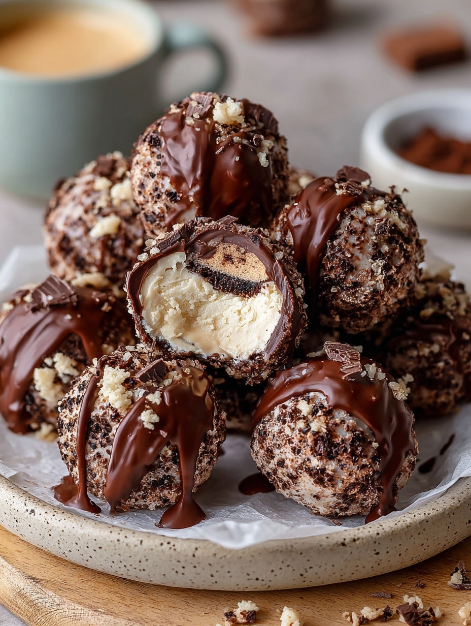 No-Bake Christmas Tim Tam Cheesecake Balls on a festive plate