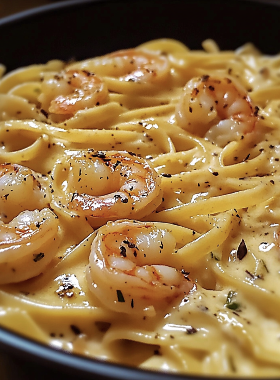 One-pan creamy shrimp pasta dinner