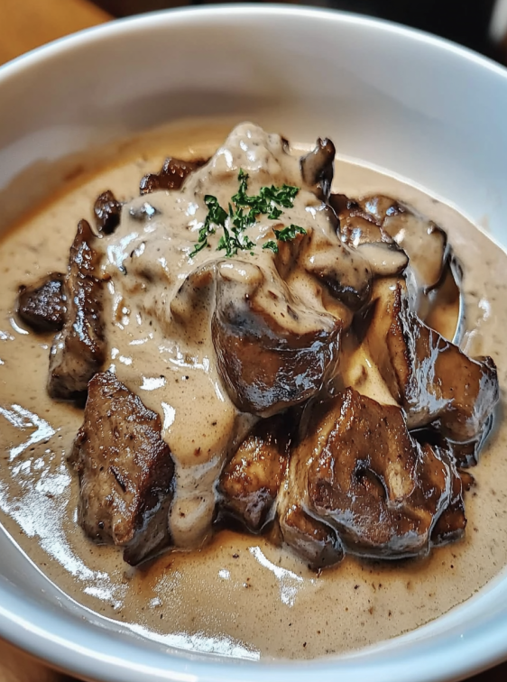 Homemade beef stroganoff comfort food