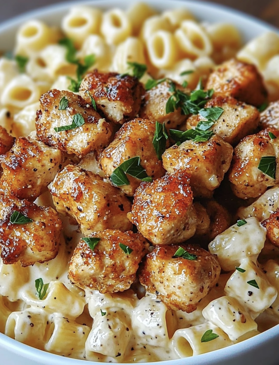 Creamy Parmesan chicken pasta dinner