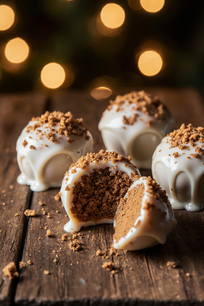 Gingerbread cookie truffles coated in chocolate for Christmas