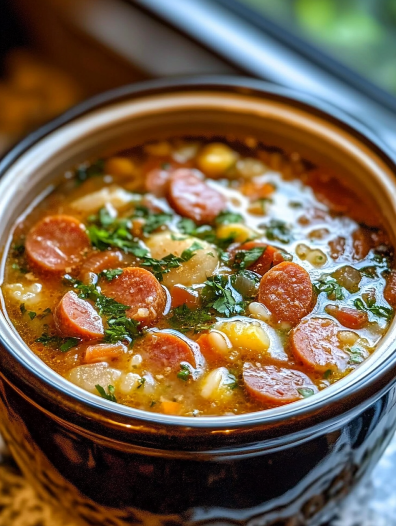 Hearty and comforting Cozy Kielbasa Soup.