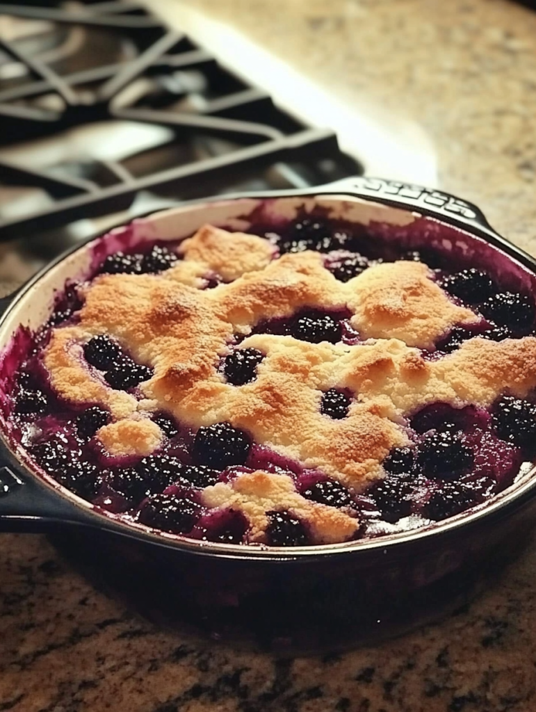 Blackberry cobbler bubbling fresh from the oven