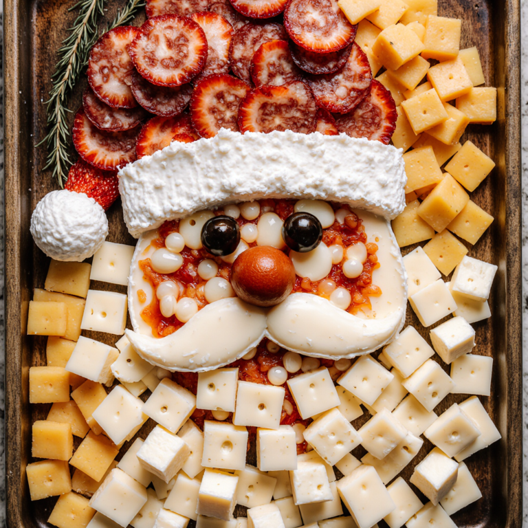 Festive Santa Cheese Platter for Christmas appetizer