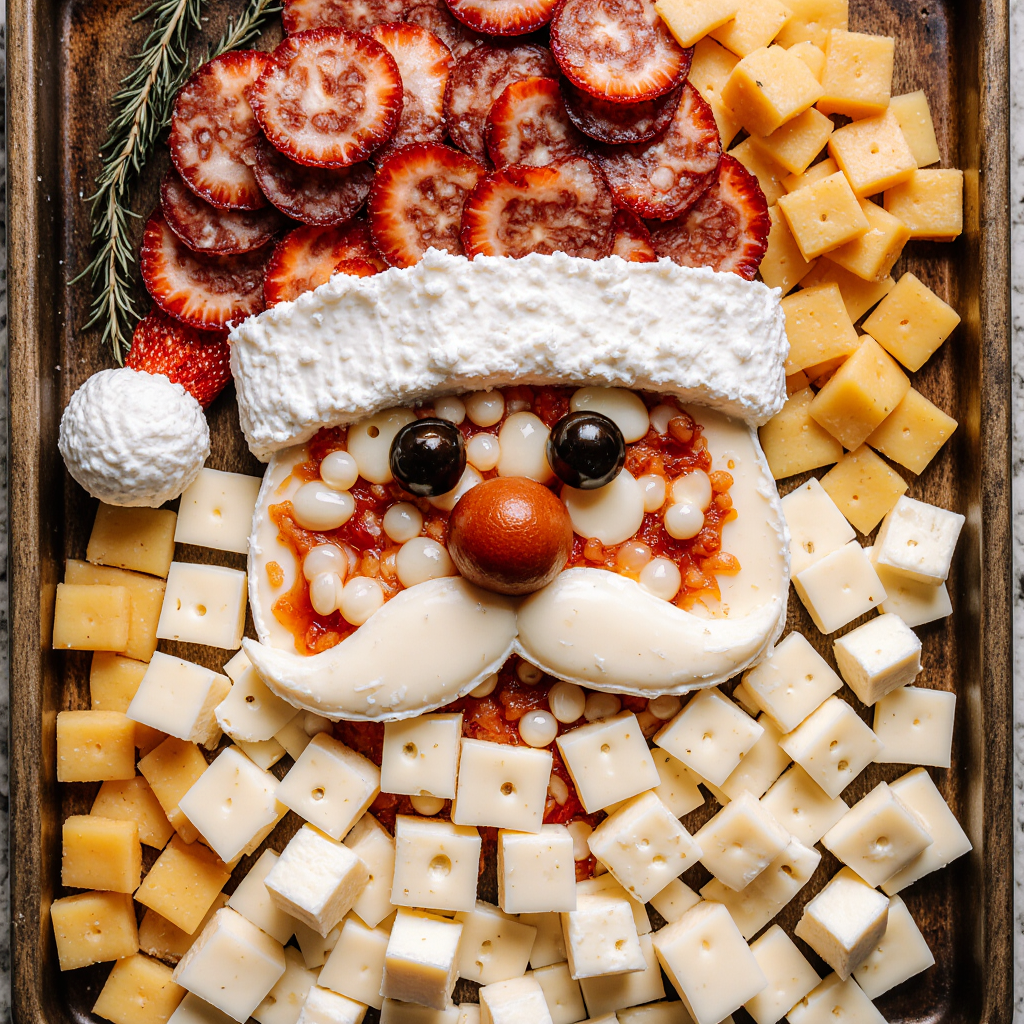 Festive Santa Cheese Platter for Christmas appetizer