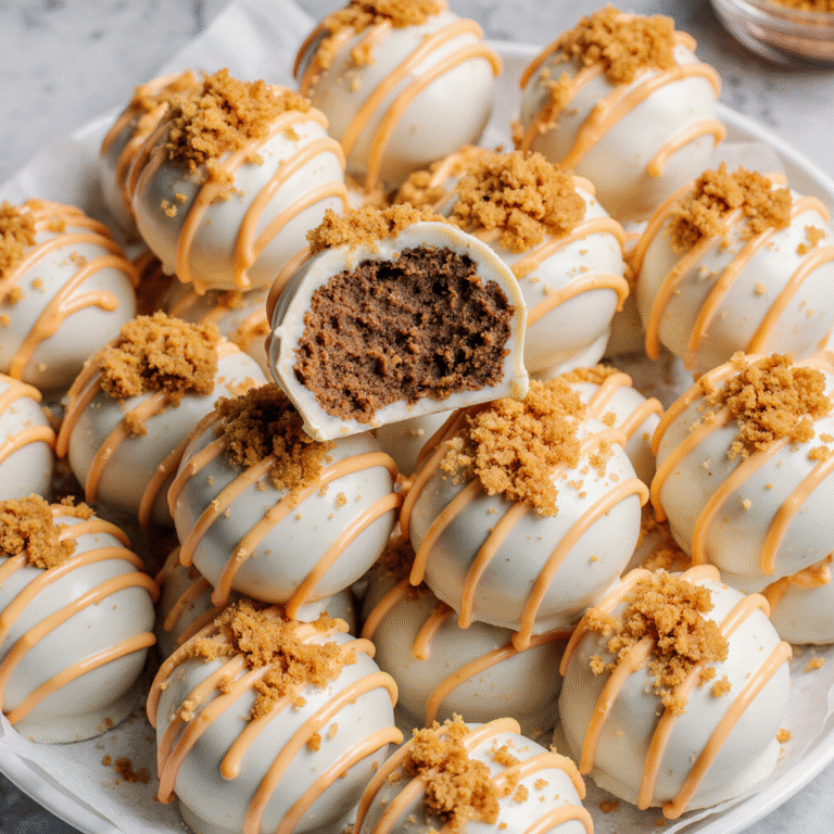 White Chocolate Cookie Butter Truffles coated in white chocolate