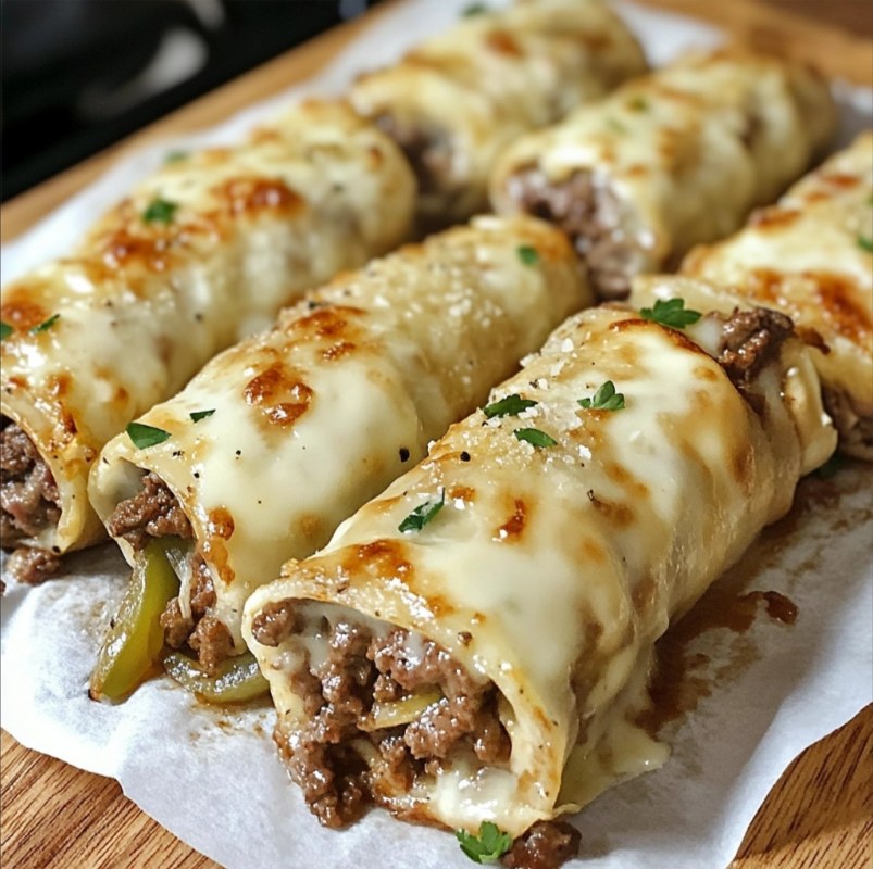 keto philly cheesesteak roll ups close up