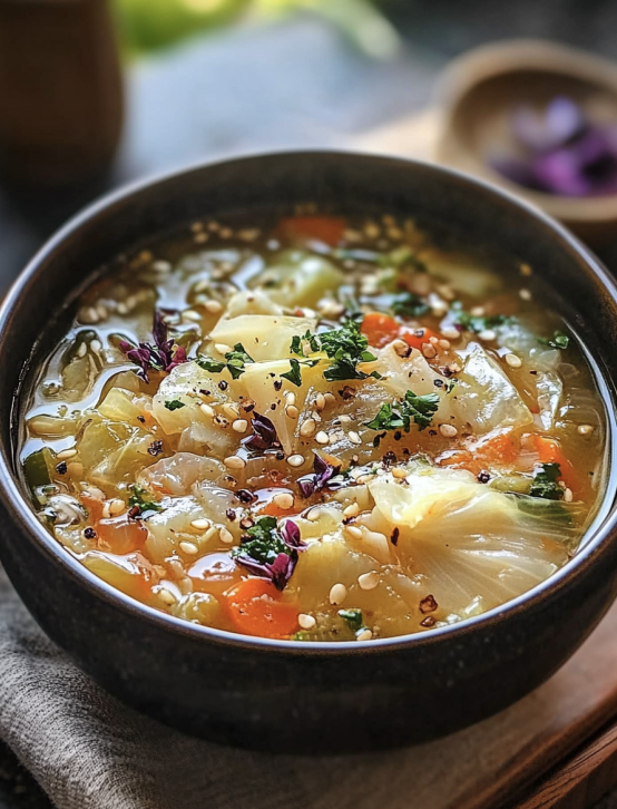 Healthy cabbage vegetable soup homemade
