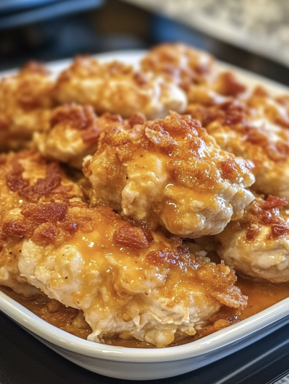 Creamy million-dollar chicken bake fresh from oven