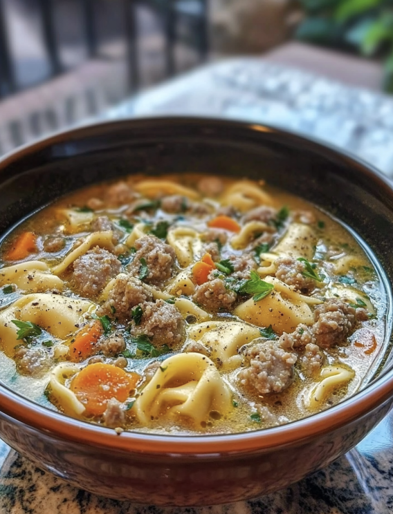 One pot tortellini soup with sausage and cream