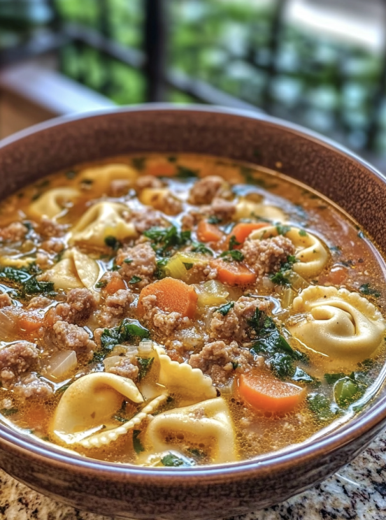 One-Pot Creamy Sausage Tortellini Soup