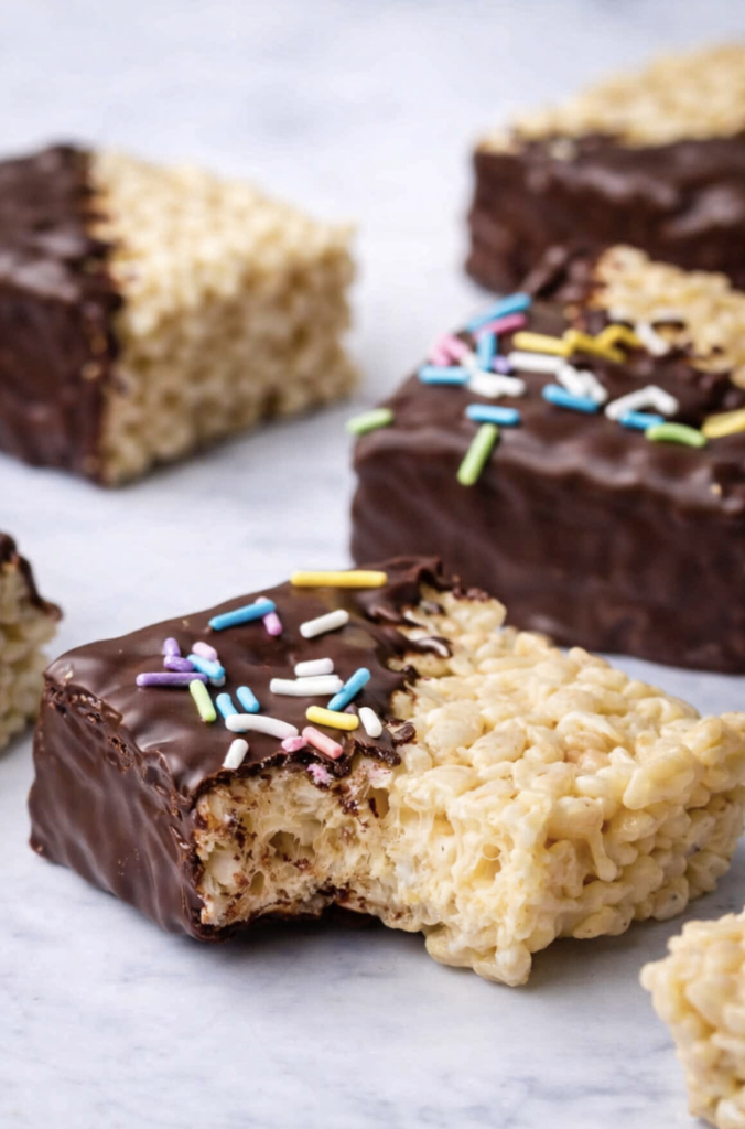 Chocolate covered rice krispy treats dessert