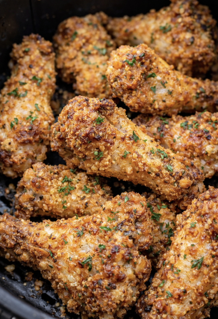 Crispy parmesan crusted chicken wings air fryer
