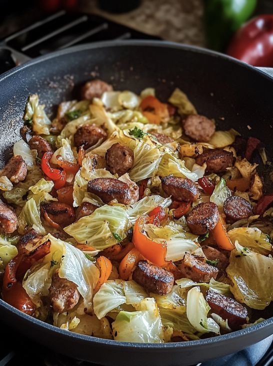 sausage cabbage pepper one pan meal