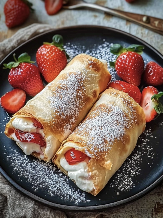 crispy strawberry cheesecake wraps