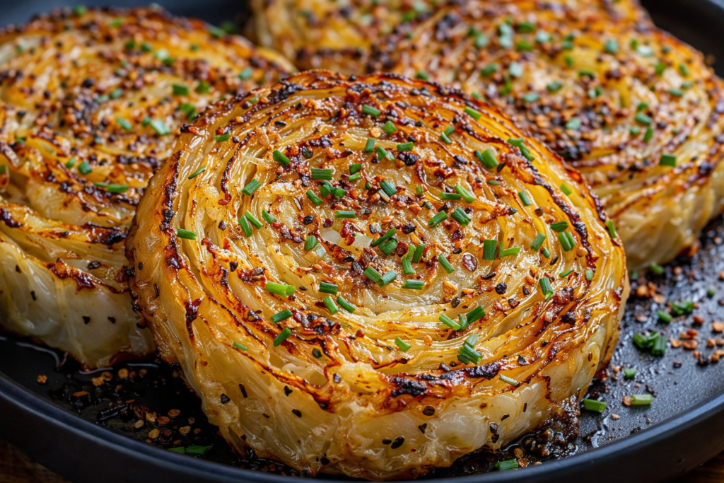 crispy baked cabbage steaks with garlic
