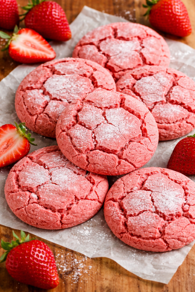 strawberry sugar cookies close up