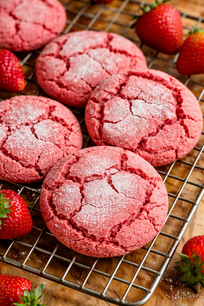 soft pink strawberry sugar cookies