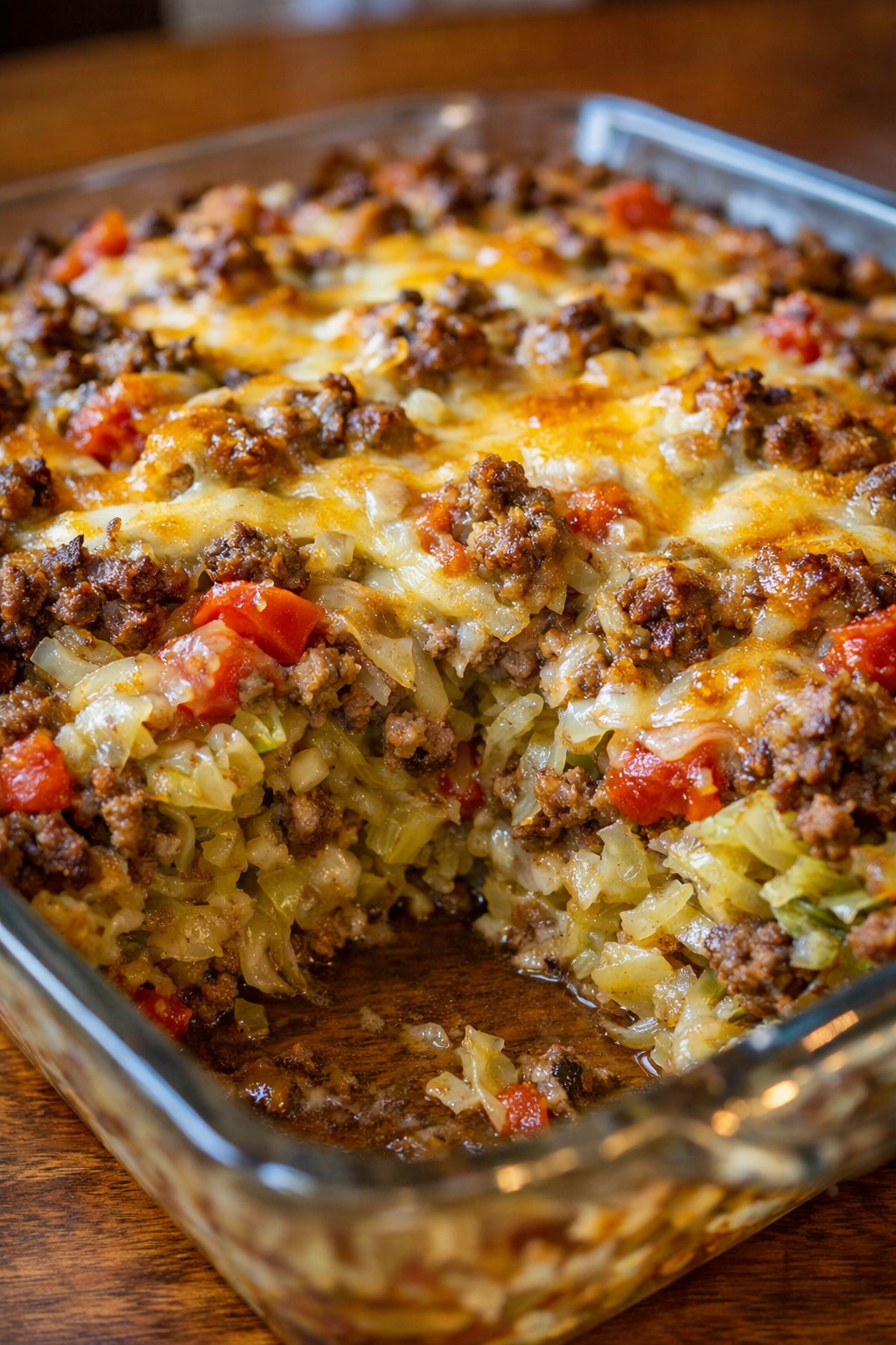 southern style cabbage beef bake casserole