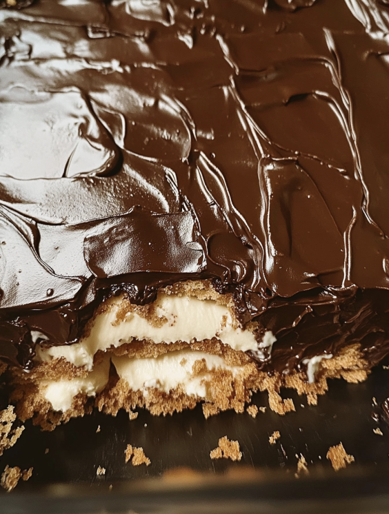 no bake chocolate eclair cake layered