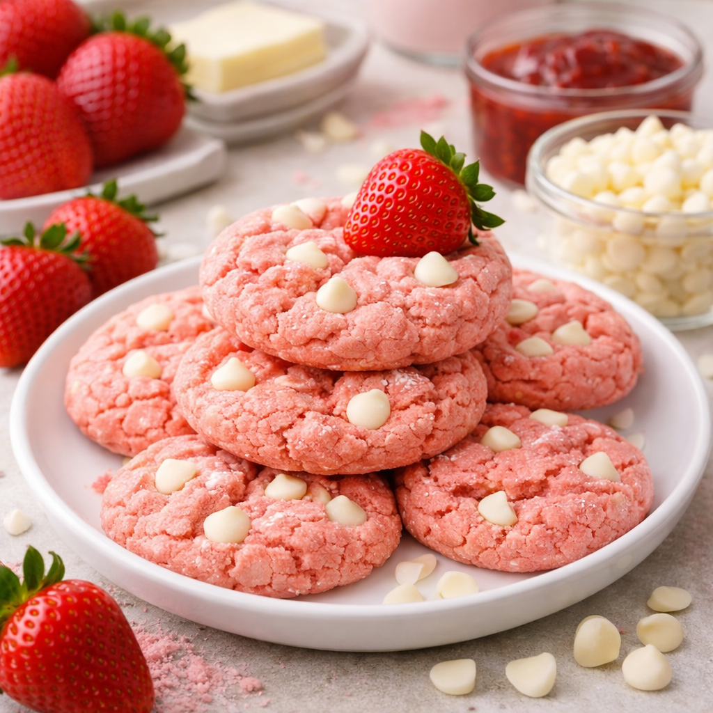5 ingredient strawberry cookies pink
