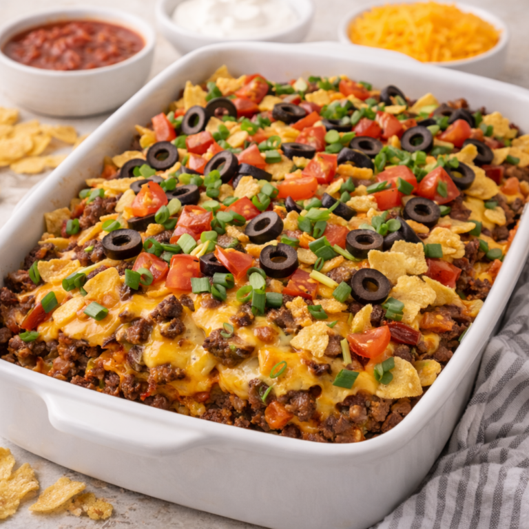 taco casserole with ground beef cheesy