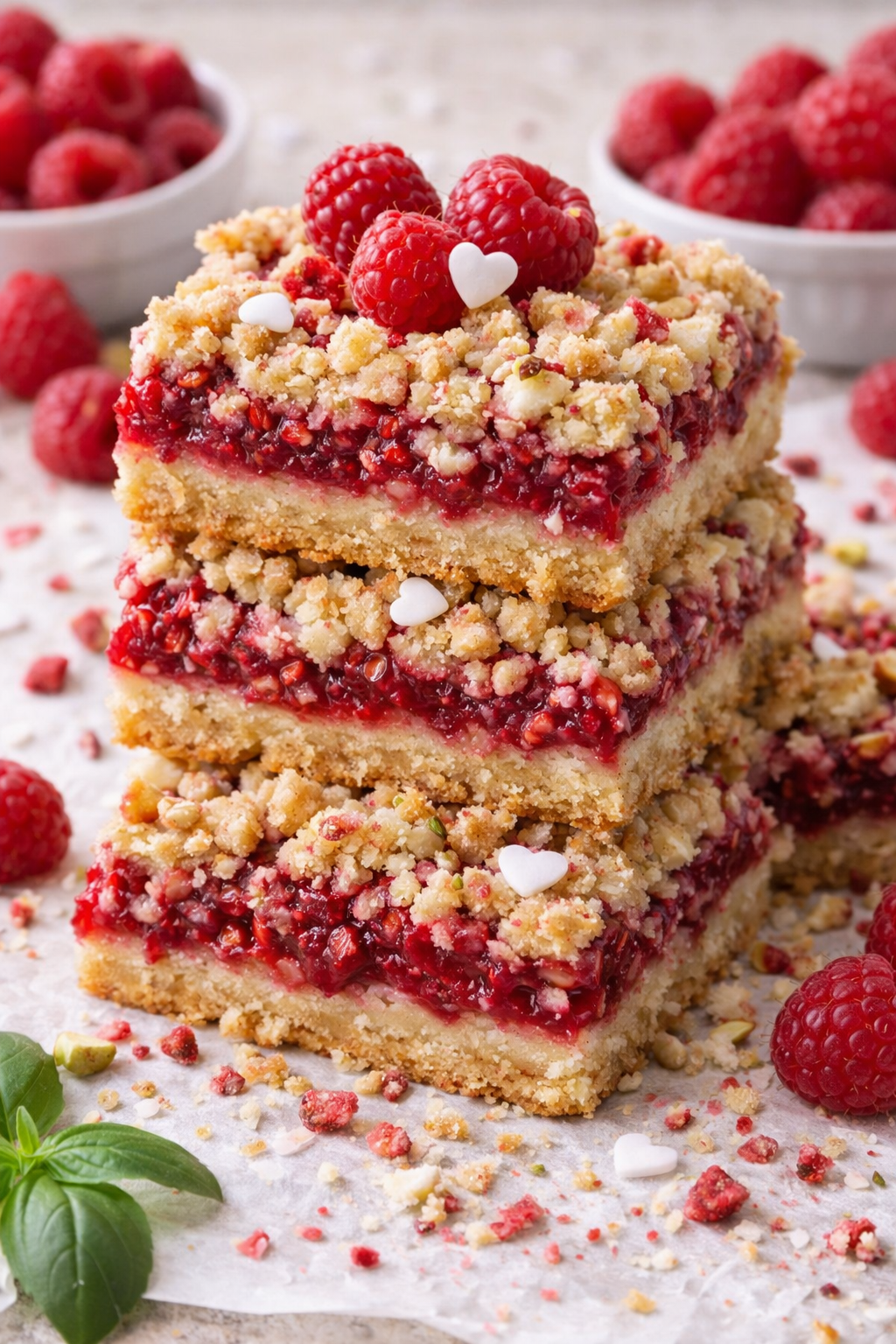raspberry crumble bars with oat topping