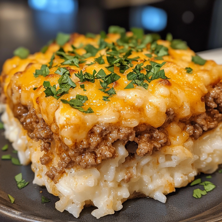 Cheesy Ground Beef and Rice Casserole