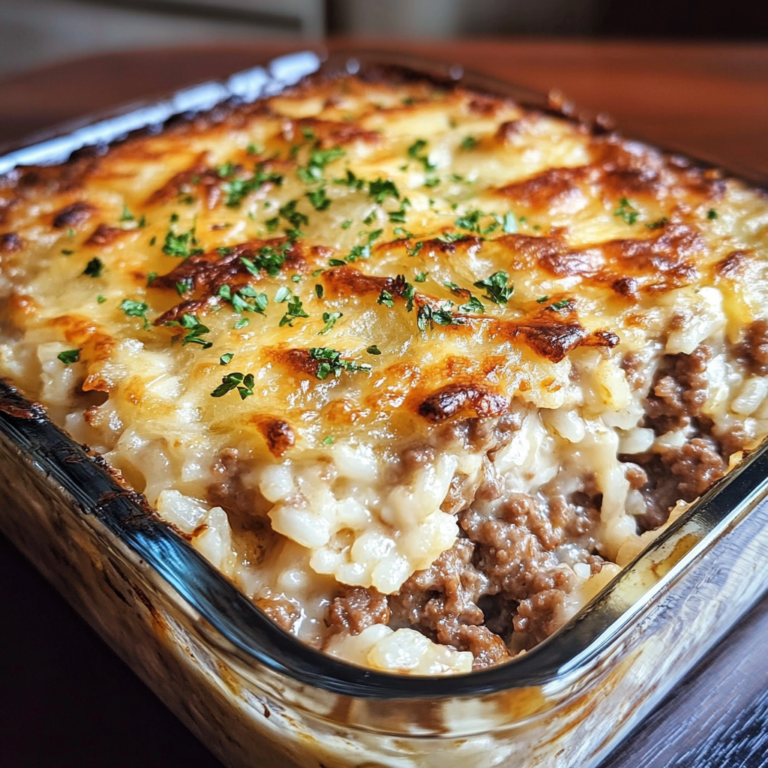French Onion Ground Beef and Rice Casserole