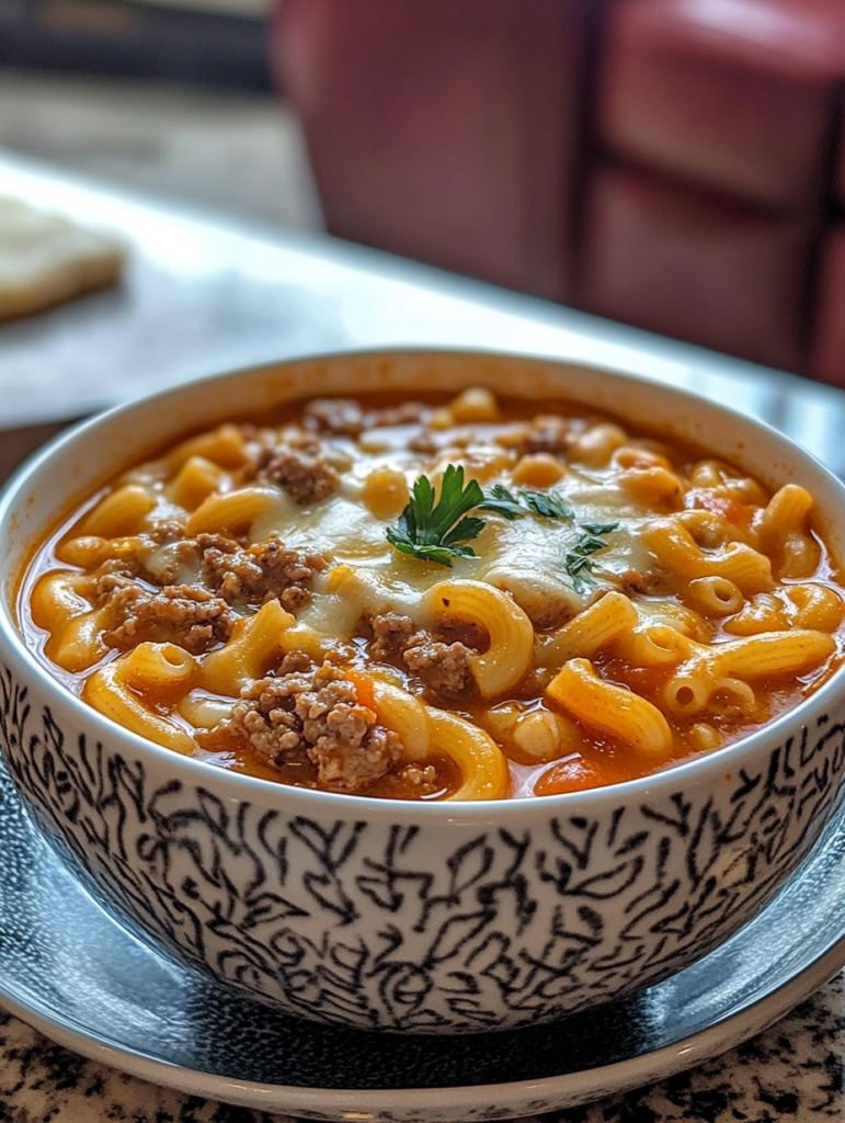 Macaroni Cheeseburger Soup (No Velveeta, One Pot)