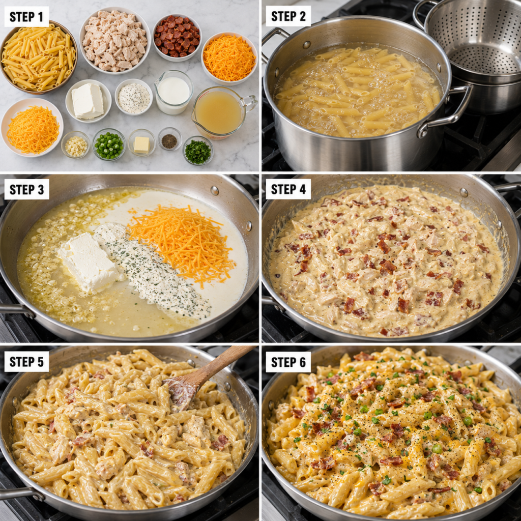 Crack Chicken Penne served in a bowl