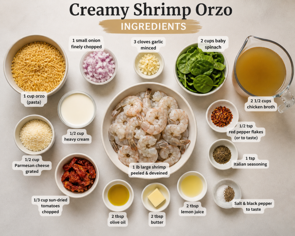 Creamy Shrimp Orzo – Easy One Pan Seafood Dinner Recipe