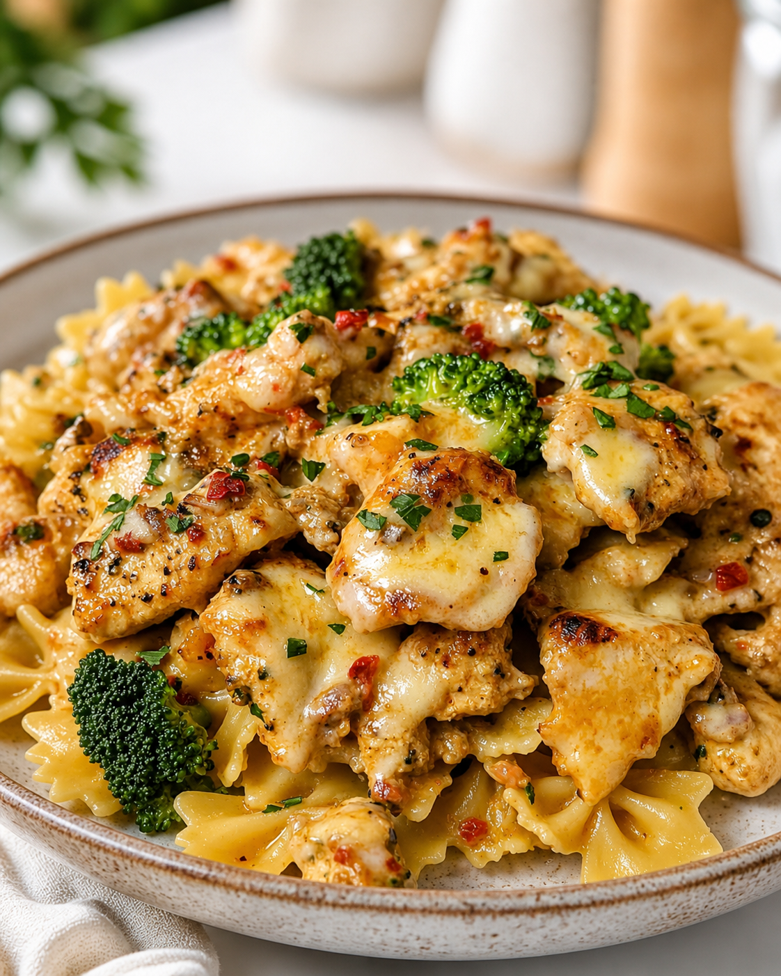 Cowboy Butter Lemon Bowtie Chicken with Broccoli