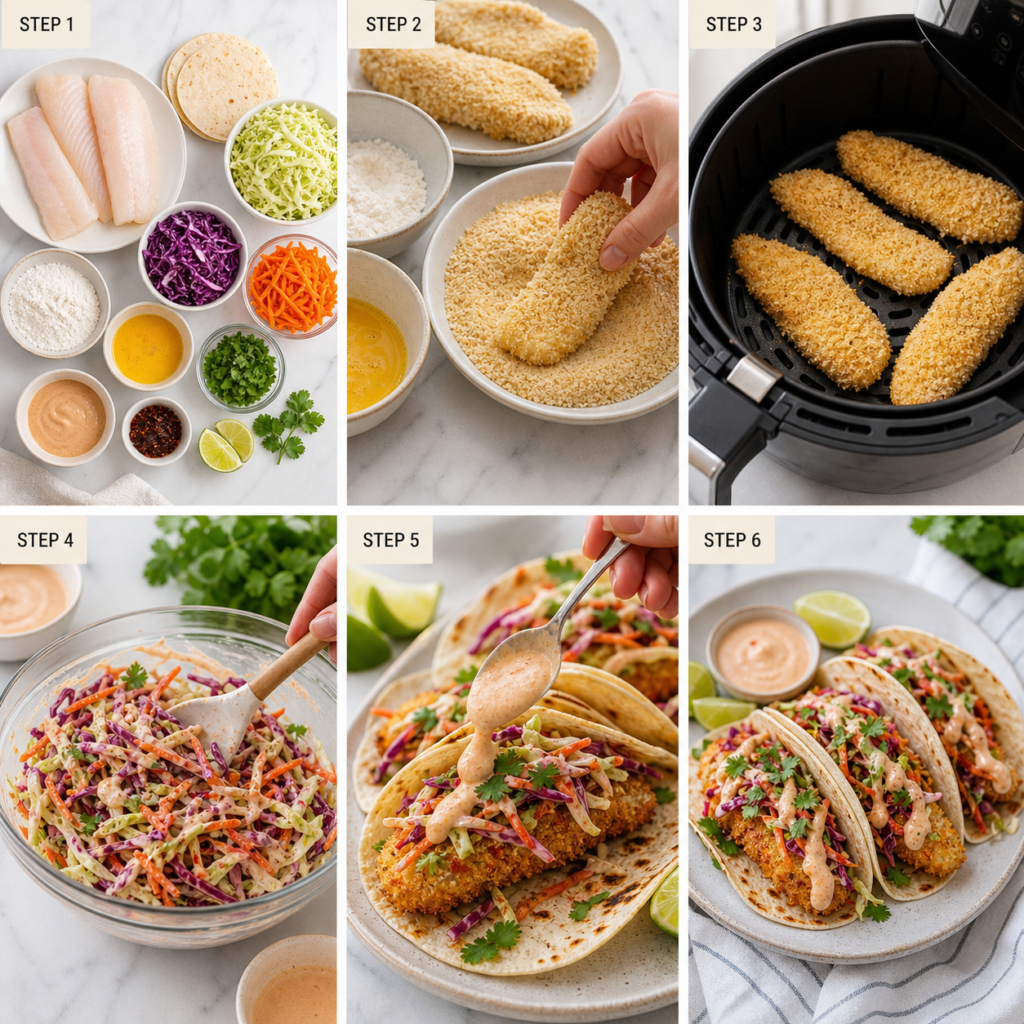 Easy air fryer fish tacos served with lime