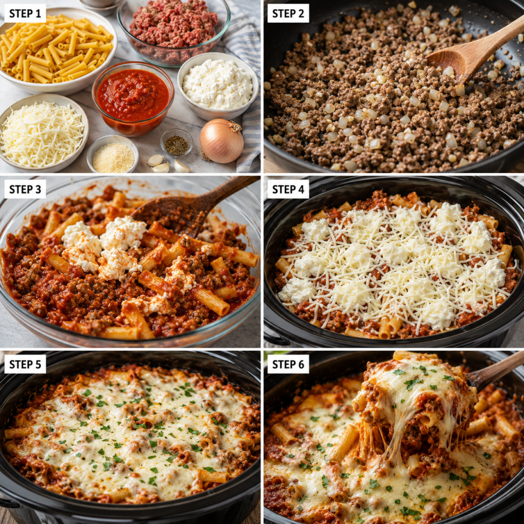 Easy crock pot pasta dinner with mozzarella