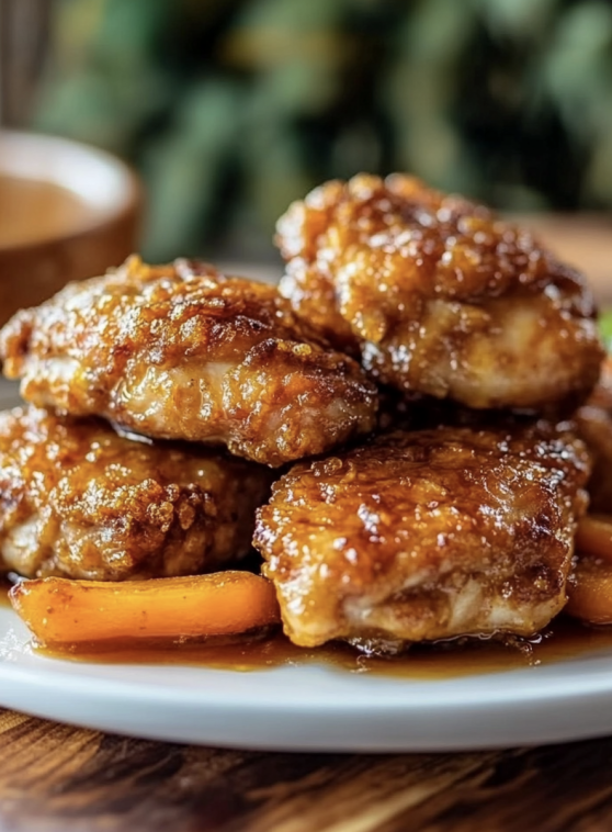 Crispy baked chicken thighs with honey mustard glaze