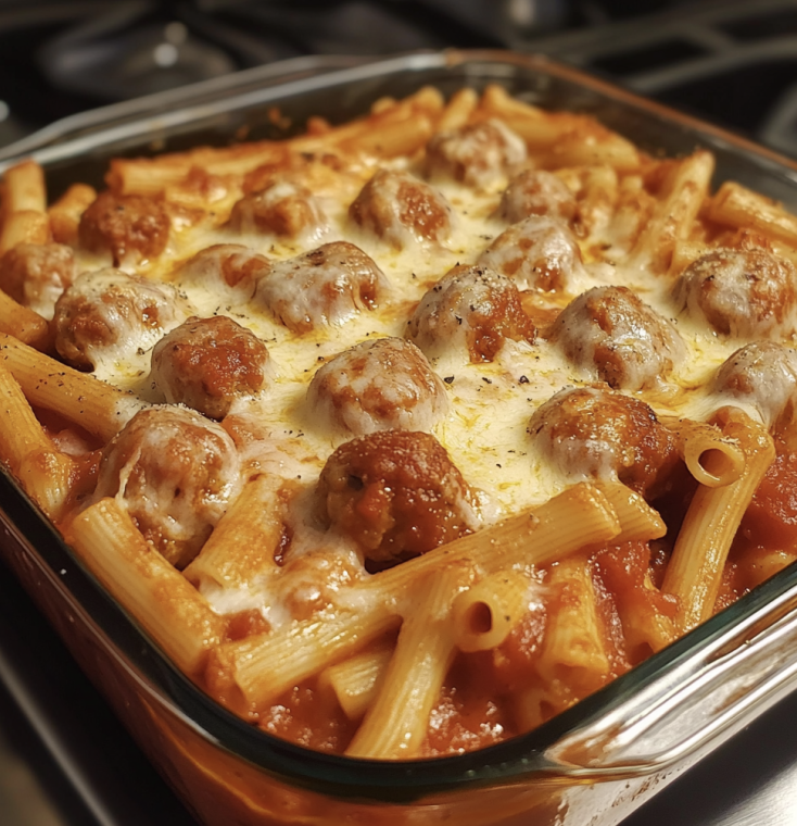 Easy Baked Meatball Pasta