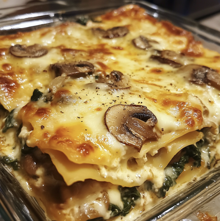 Creamy Mushroom and Spinach Lasagna
