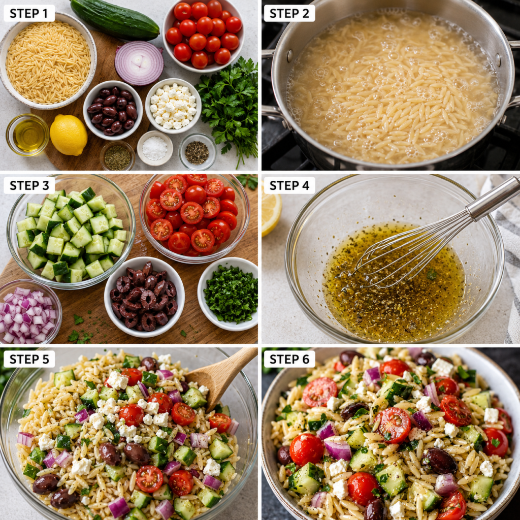 Easy cold orzo salad with cucumber and tomatoes