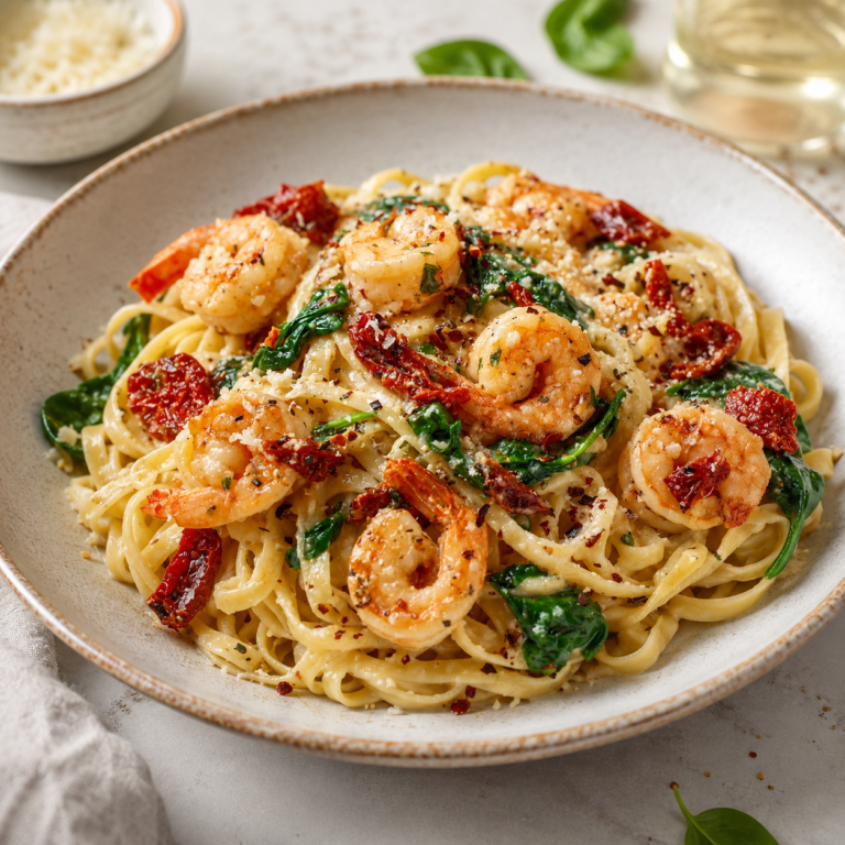 Creamy Tuscan Garlic Butter Shrimp Pasta