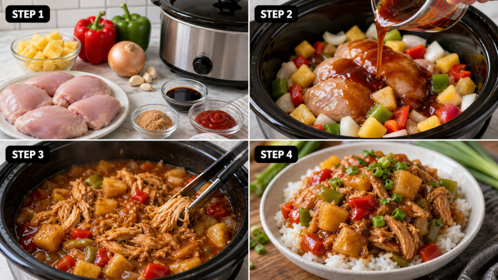 Slow cooker pineapple chicken with bell peppers